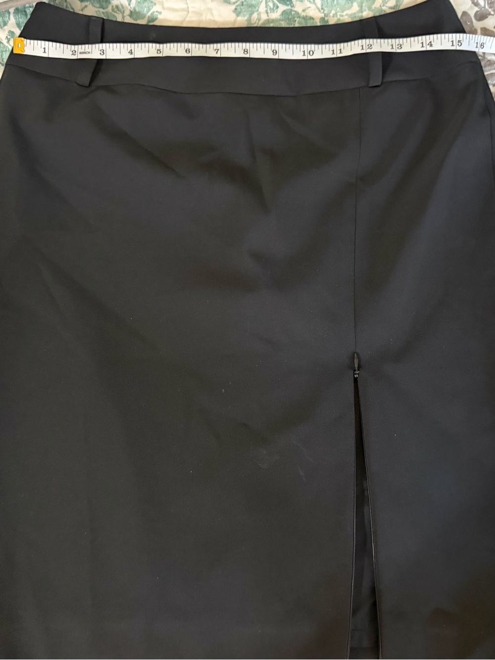 Context Black Pencil Skirt with Front Slit and Belt Loops